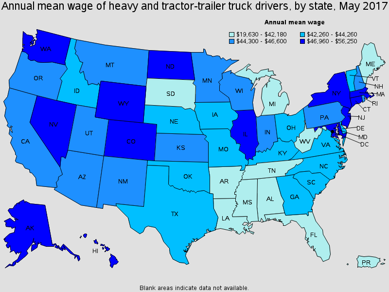 2017 Heavy and Tractor Trailer Truck Driving Job Wages